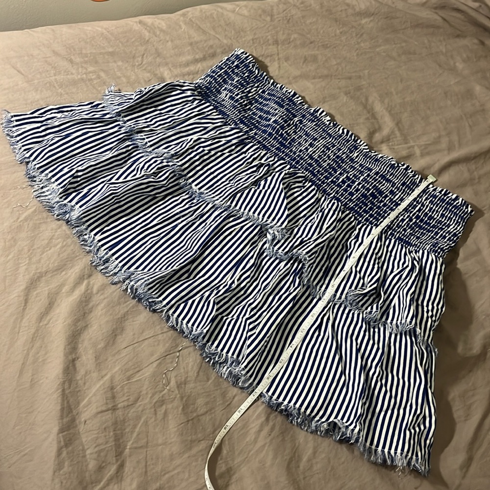 Aerie ruched mini skirt, blue & white stripes